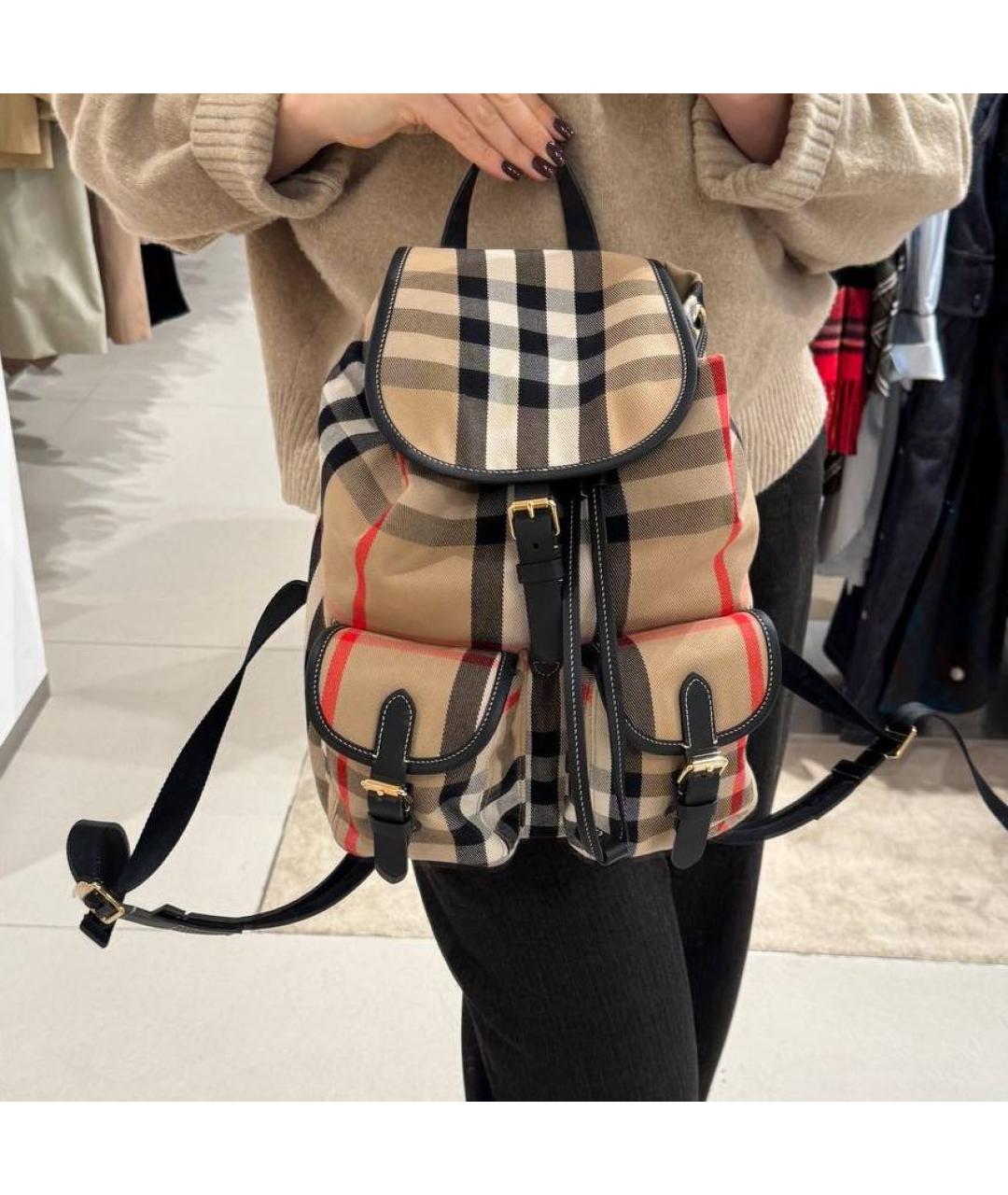 BURBERRY Бежевый тканевый рюкзак, фото 3