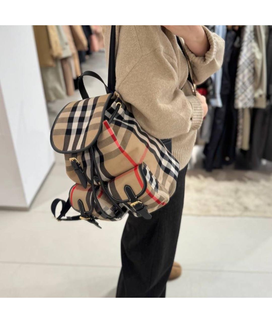 BURBERRY Бежевый тканевый рюкзак, фото 4