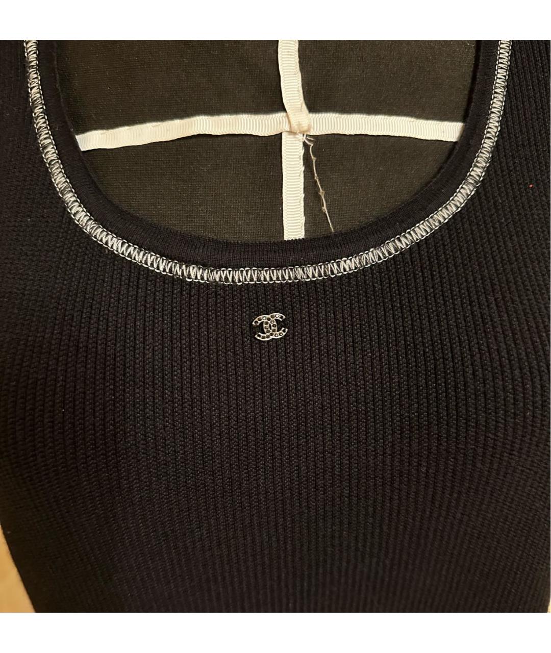 CHANEL Темно-синее хлопковое повседневное платье, фото 3