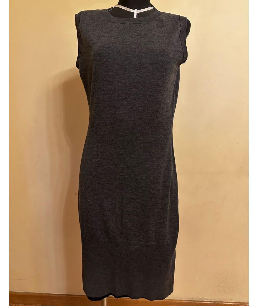 DOLCE&GABBANA Антрацитовое шерстяное повседневное платье, фото 5