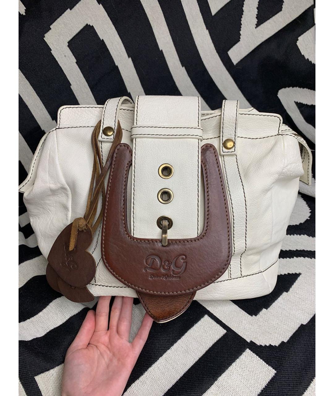DOLCE&GABBANA Белая кожаная сумка тоут, фото 7