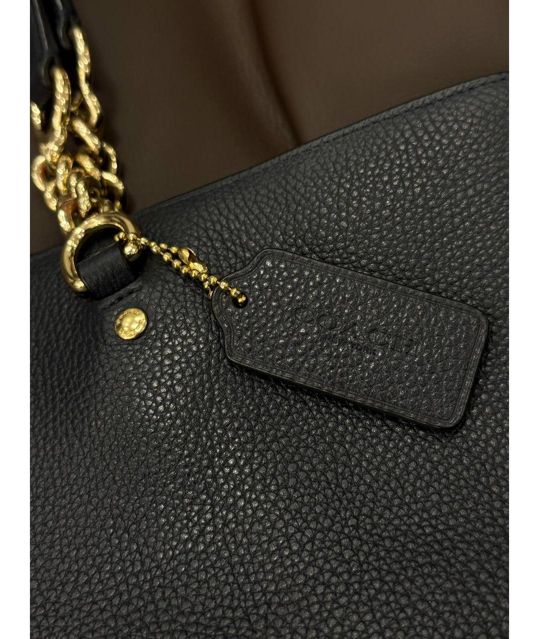 COACH Темно-синяя кожаная сумка тоут, фото 4