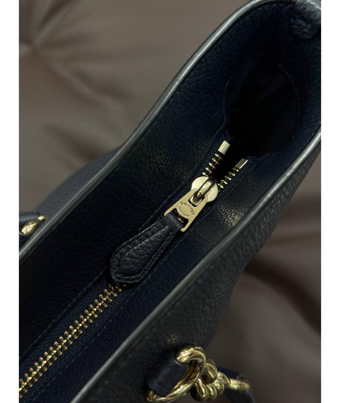 COACH Темно-синяя кожаная сумка тоут, фото 6