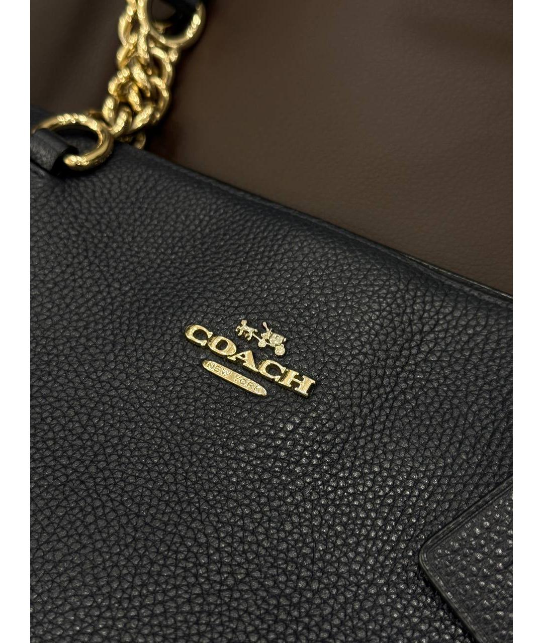 COACH Темно-синяя кожаная сумка тоут, фото 3