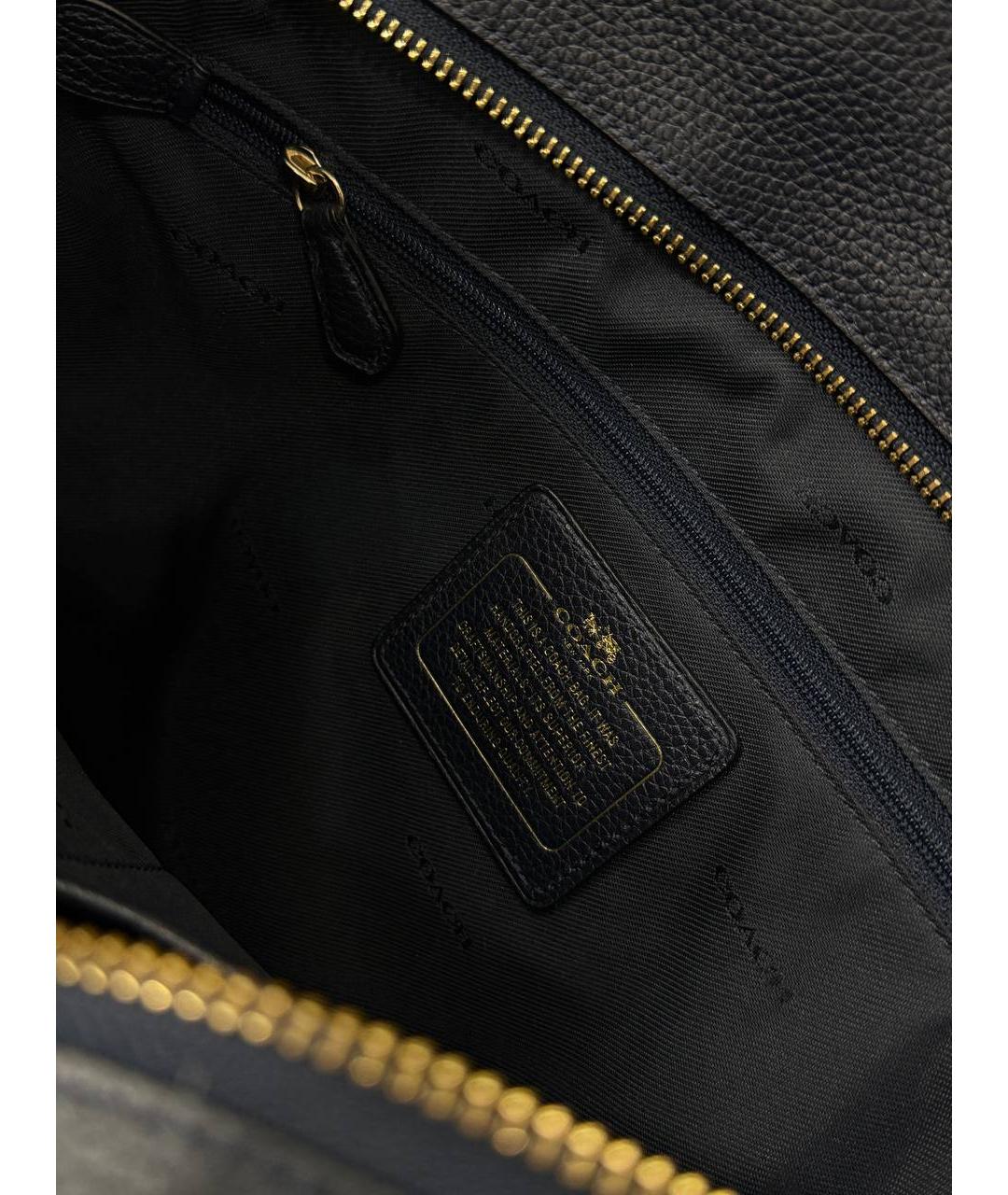 COACH Темно-синяя кожаная сумка тоут, фото 5