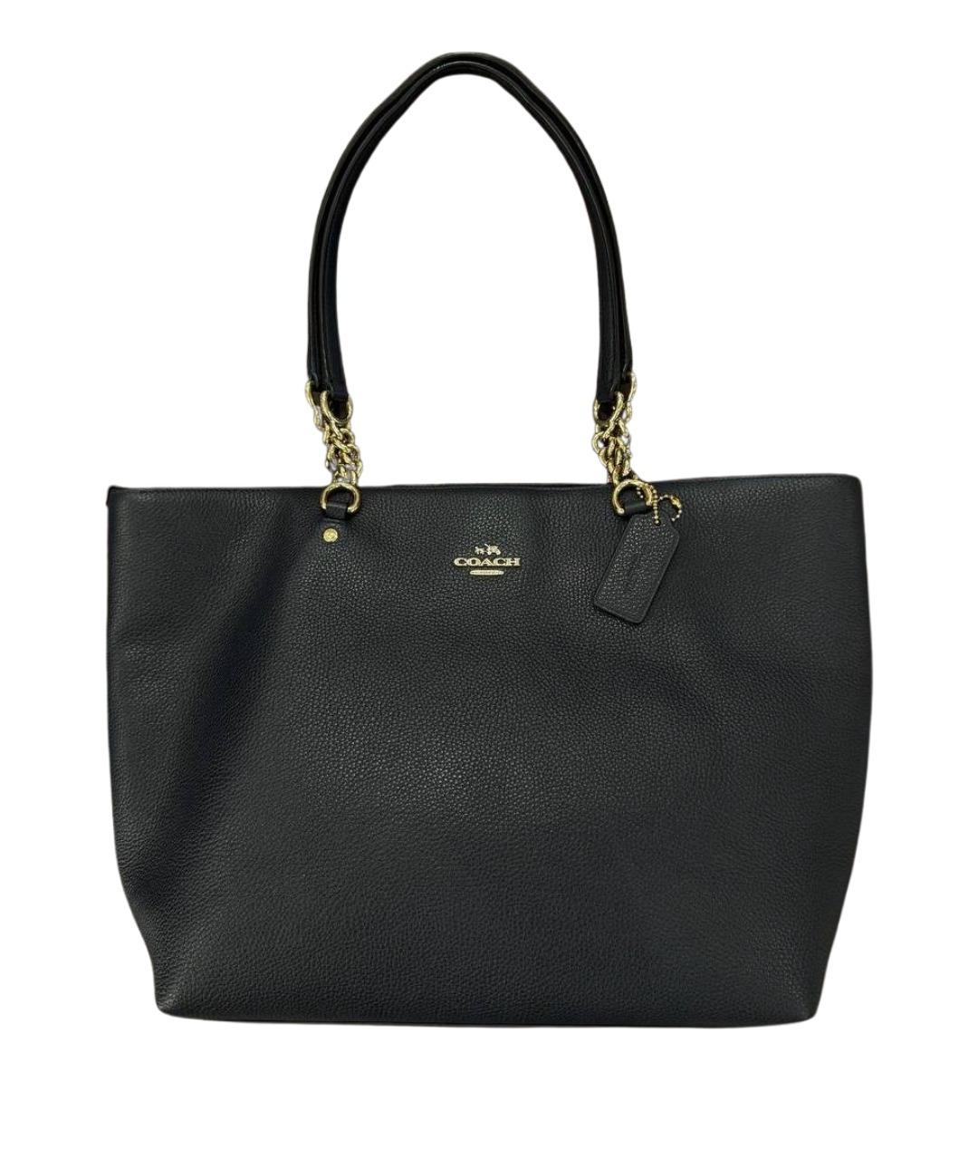 COACH Темно-синяя кожаная сумка тоут, фото 1