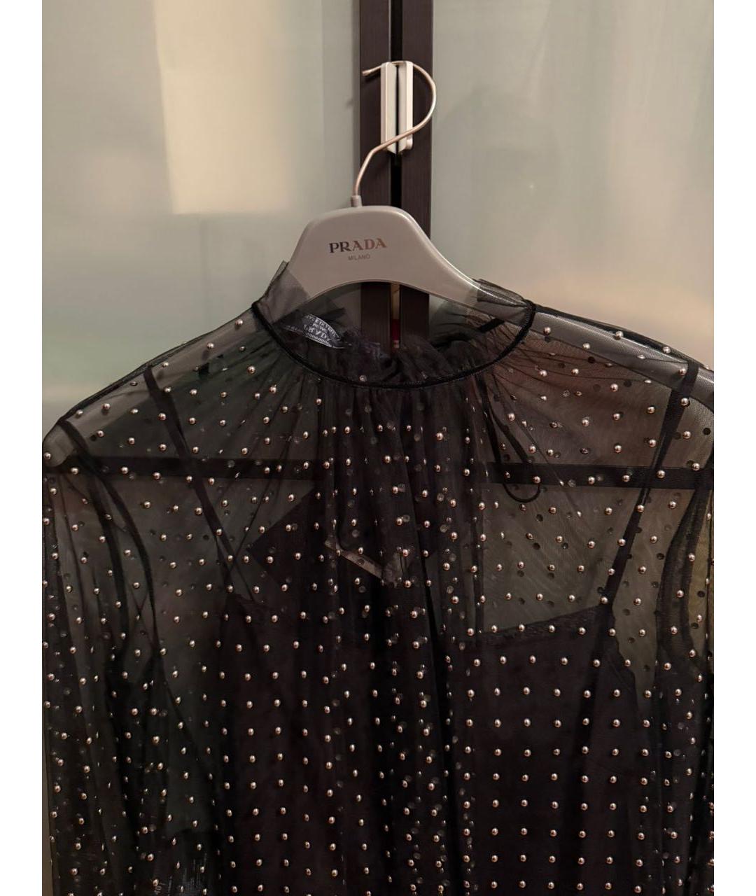 PRADA Черная сетчатая блузы, фото 9