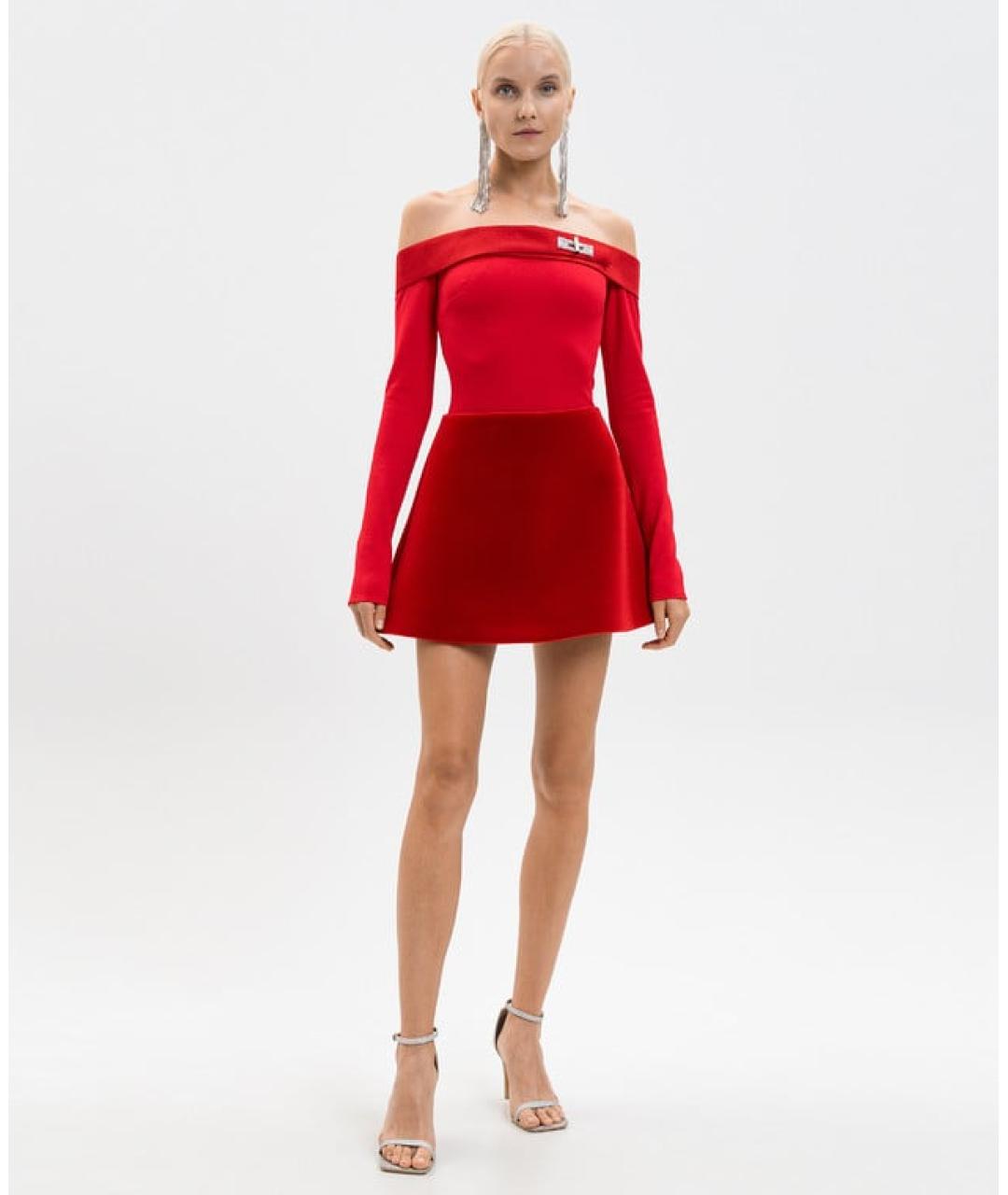 DAVID KOMA Красная юбка мини, фото 2