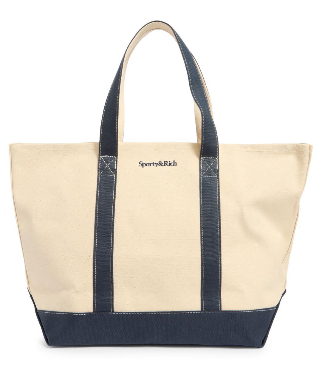 SPORTY AND RICH Бежевая хлопковая сумка с короткими ручками, фото 2