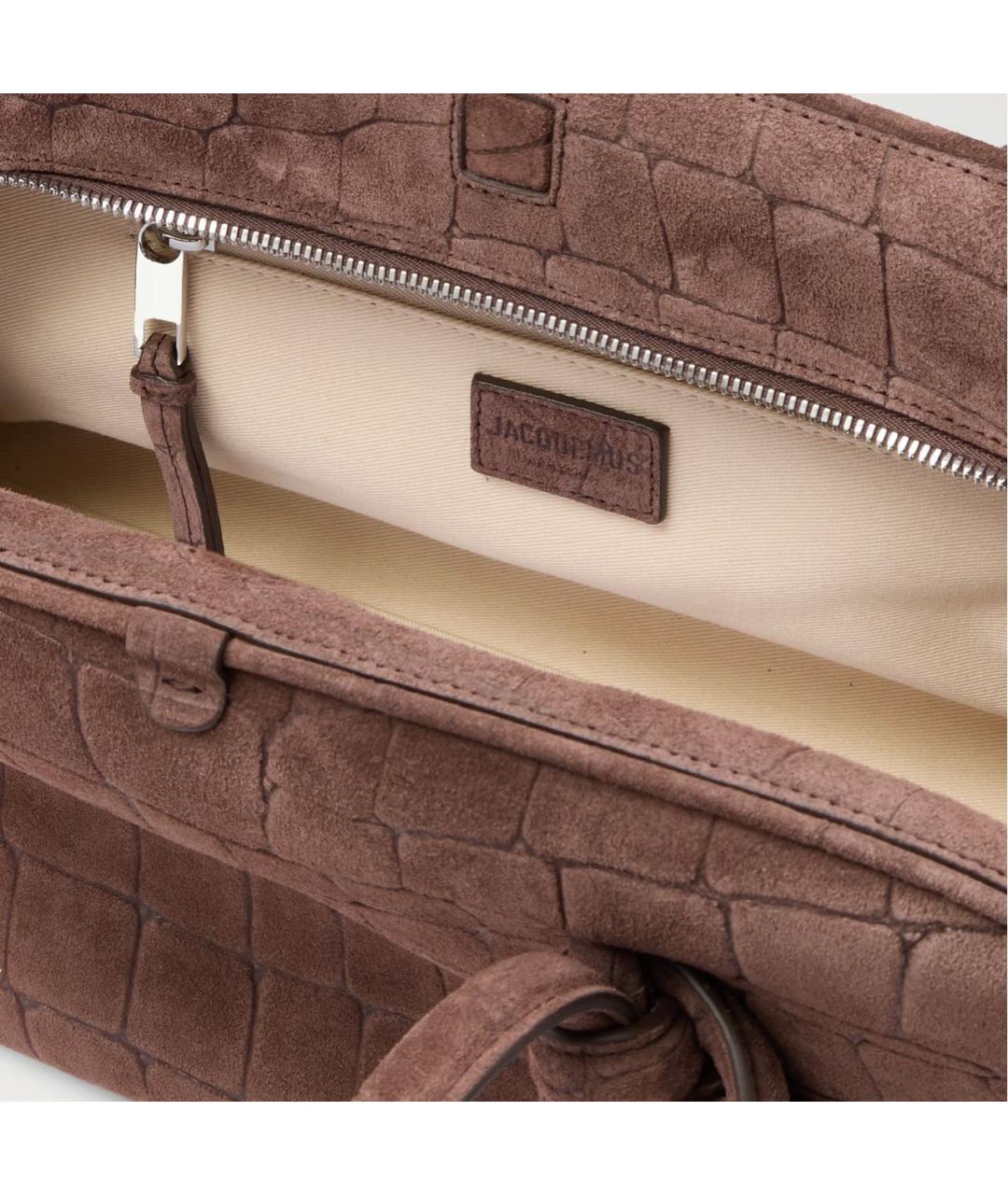 JACQUEMUS Коричневая замшевая сумка через плечо, фото 3