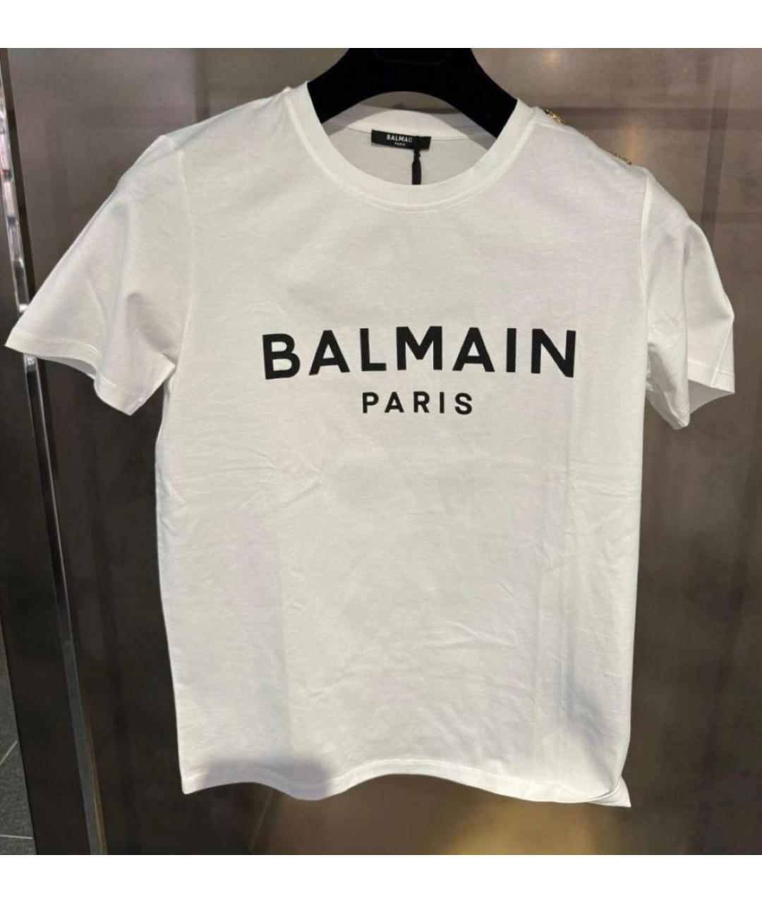 BALMAIN Белая хлопковая футболка, фото 4