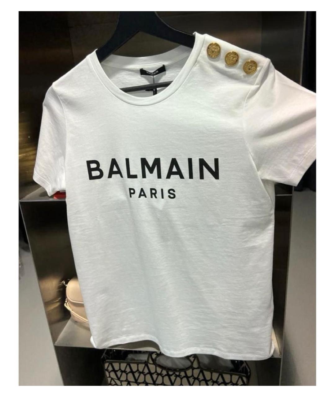 BALMAIN Белая хлопковая футболка, фото 3