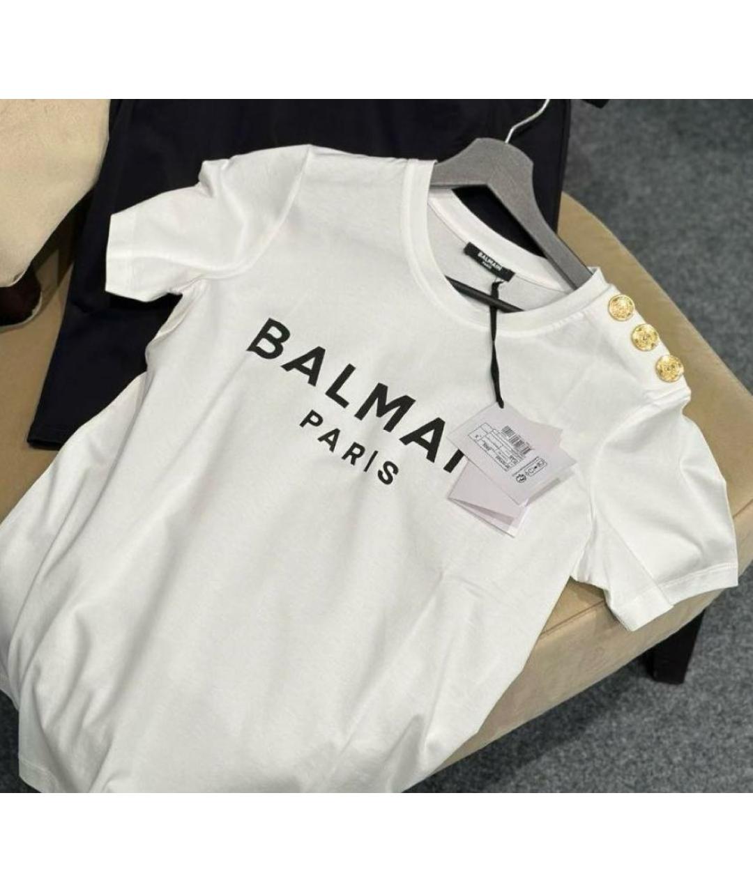 BALMAIN Белая хлопковая футболка, фото 5