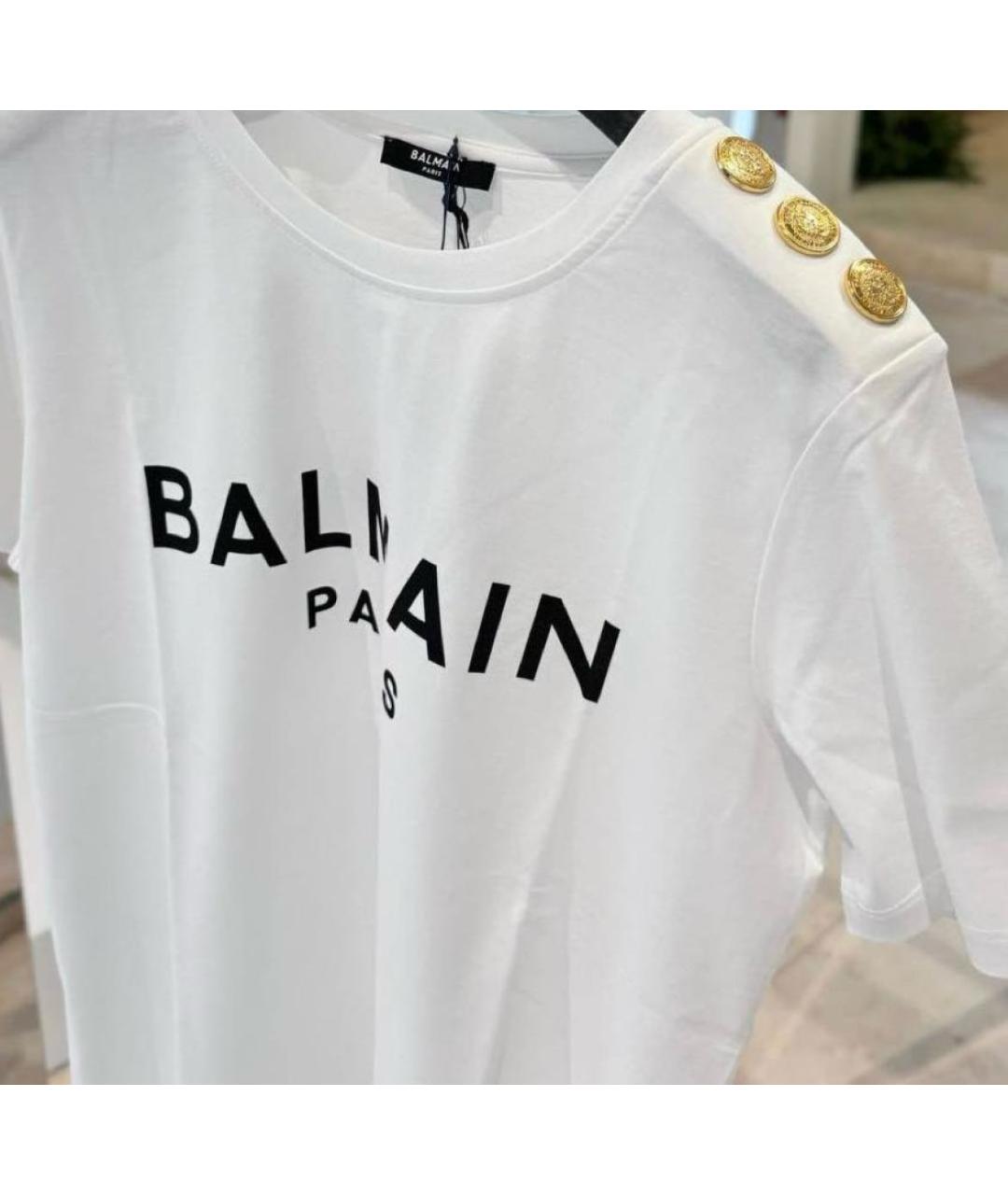 BALMAIN Белая хлопковая футболка, фото 6