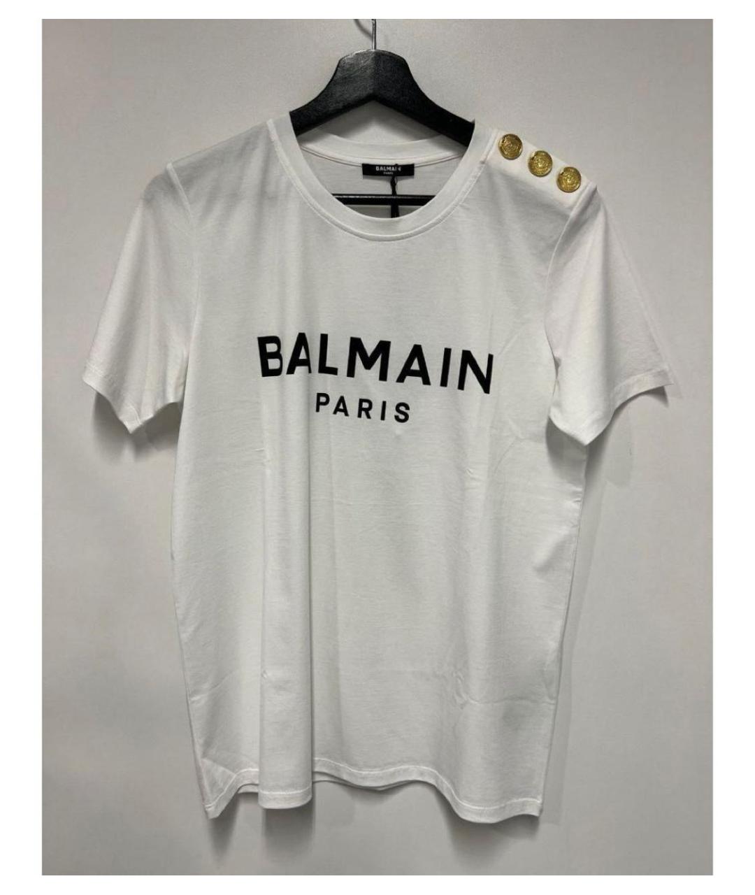 BALMAIN Белая хлопковая футболка, фото 2