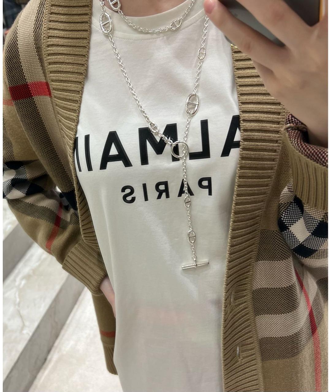 BALMAIN Белая хлопковая футболка, фото 8