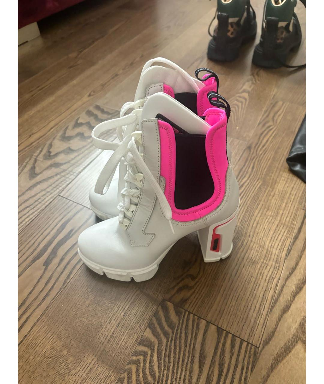 PRADA Белые кожаные ботильоны, фото 7