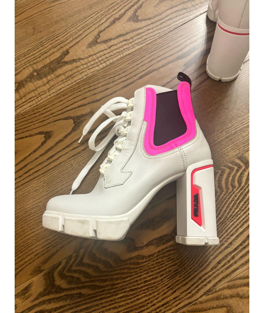 PRADA Белые кожаные ботильоны, фото 8