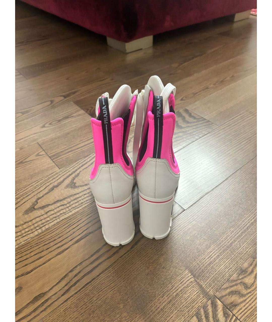 PRADA Белые кожаные ботильоны, фото 4