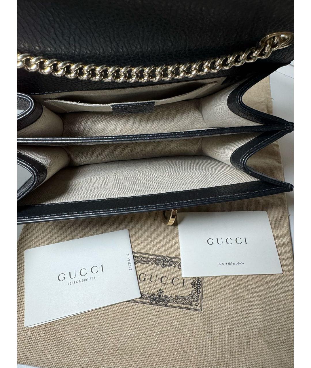 GUCCI Черная кожаная сумка через плечо, фото 4