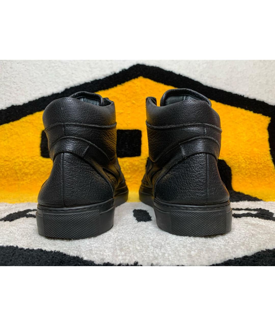 ICEBERG Черные кожаные высокие кроссовки / кеды, фото 4