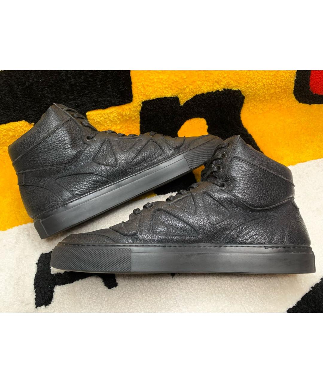 ICEBERG Черные кожаные высокие кроссовки / кеды, фото 5