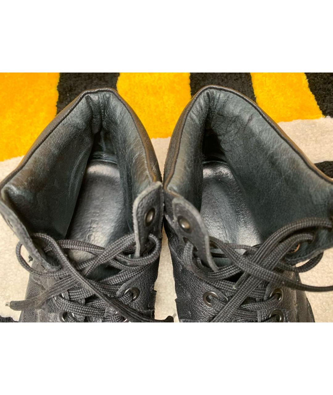 ICEBERG Черные кожаные высокие кроссовки / кеды, фото 6