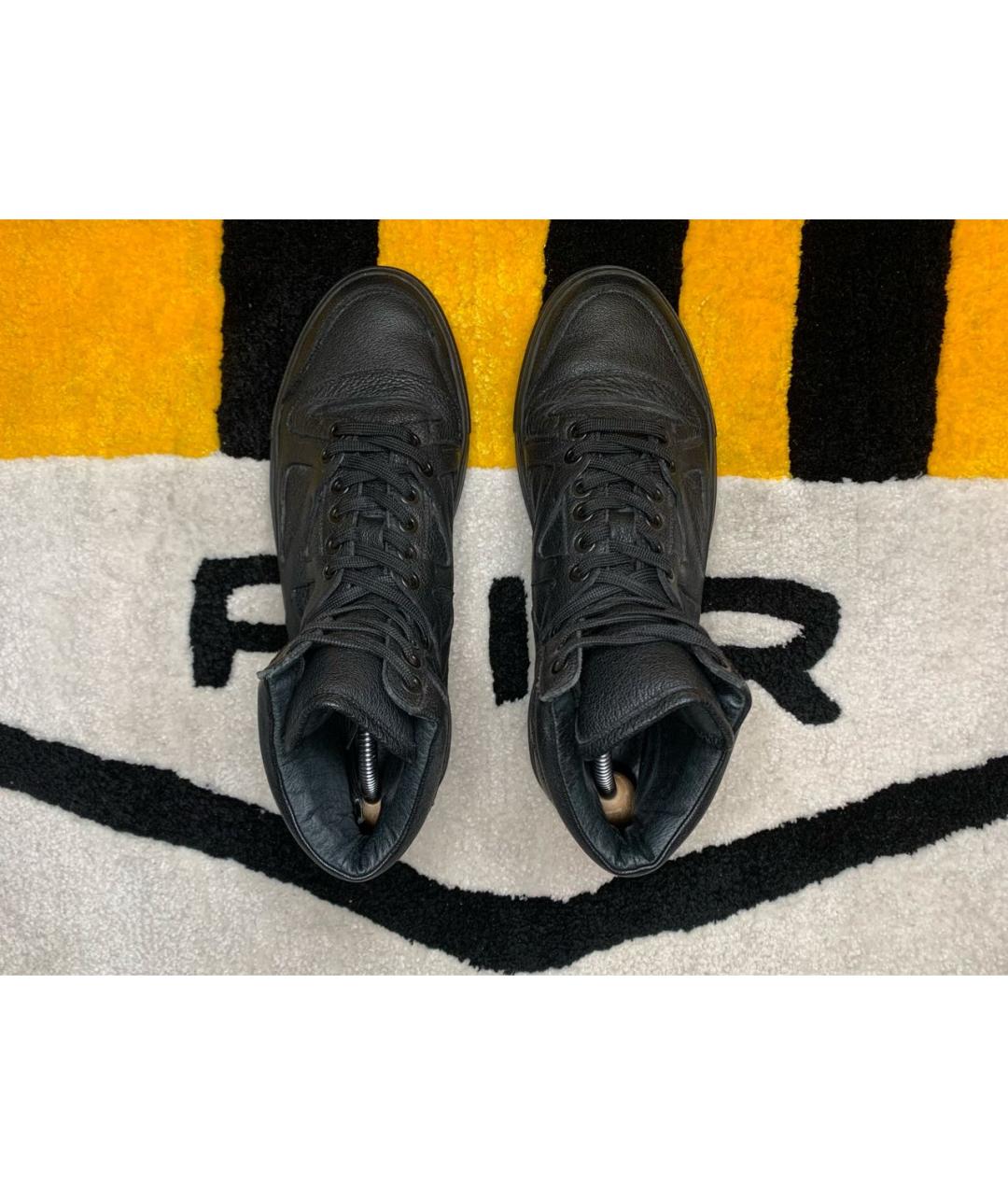 ICEBERG Черные кожаные высокие кроссовки / кеды, фото 3