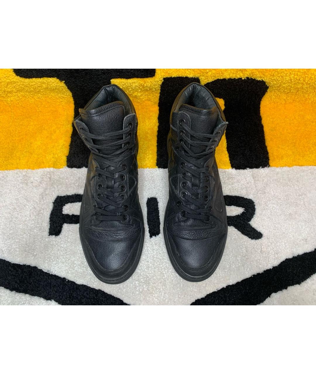 ICEBERG Черные кожаные высокие кроссовки / кеды, фото 2