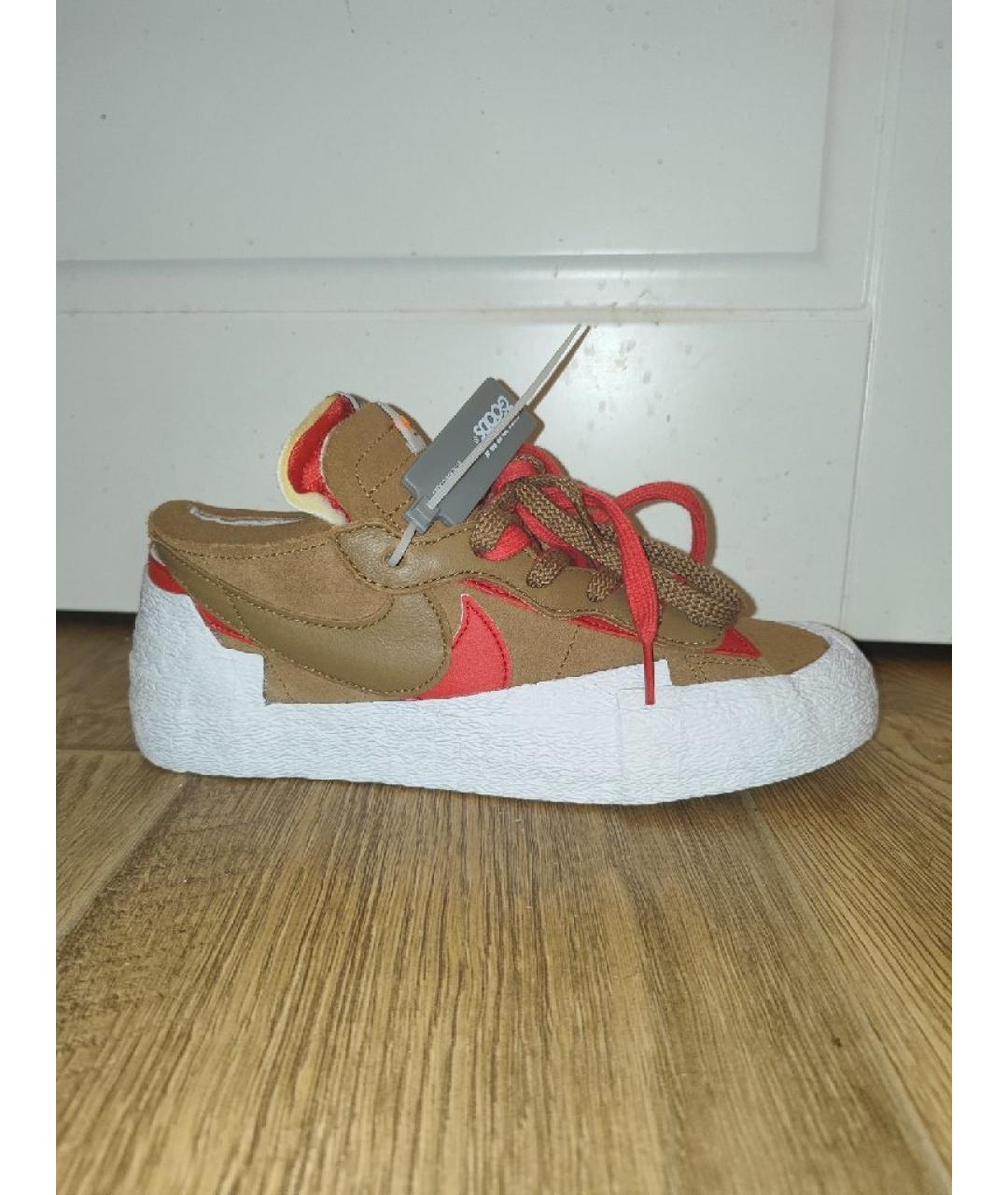 NIKE Коричневые кожаные кроссовки, фото 5