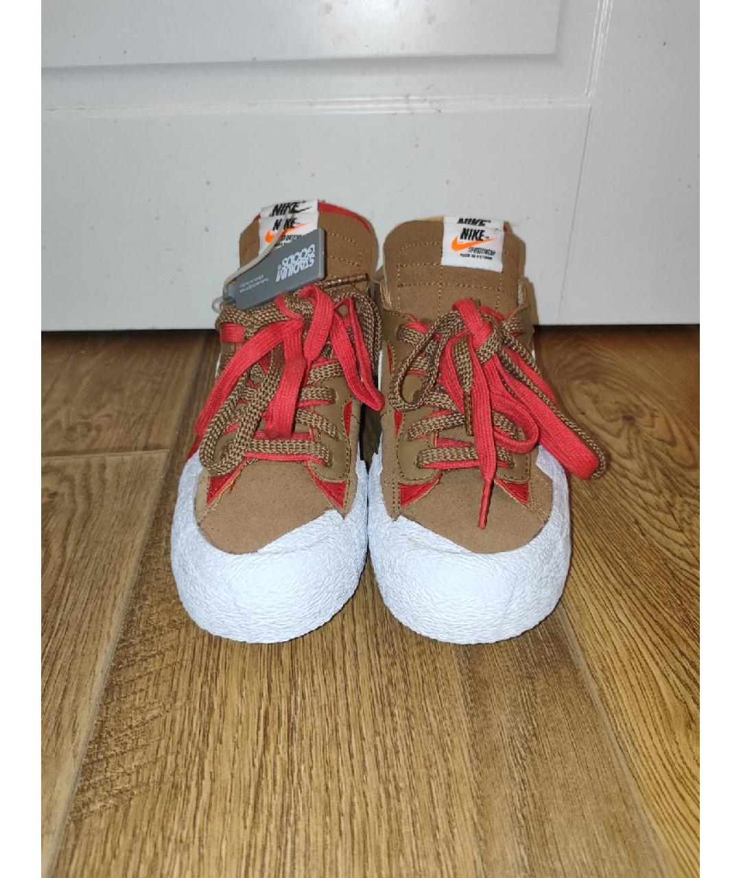 NIKE Коричневые кожаные кроссовки, фото 2