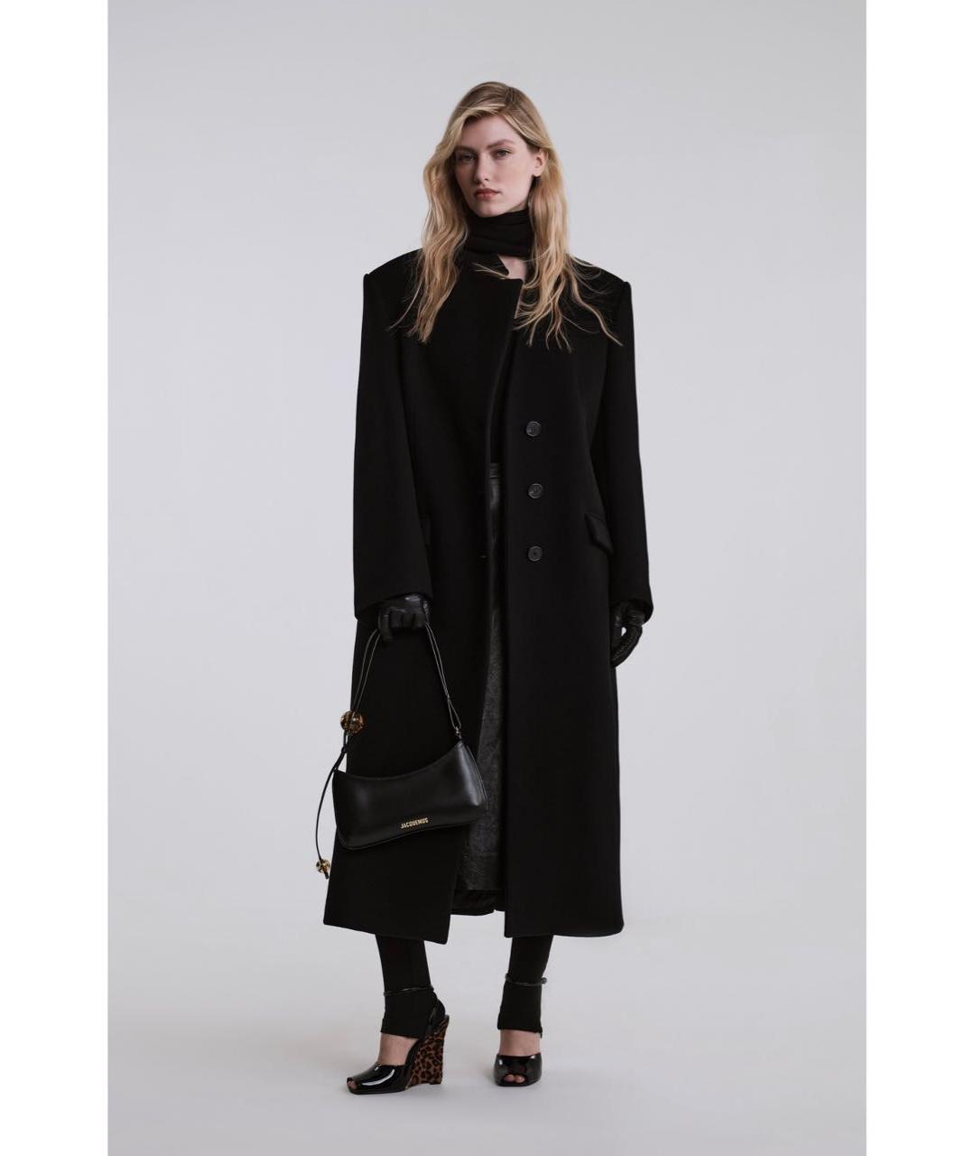 JACQUEMUS Черная кожаная сумка через плечо, фото 7