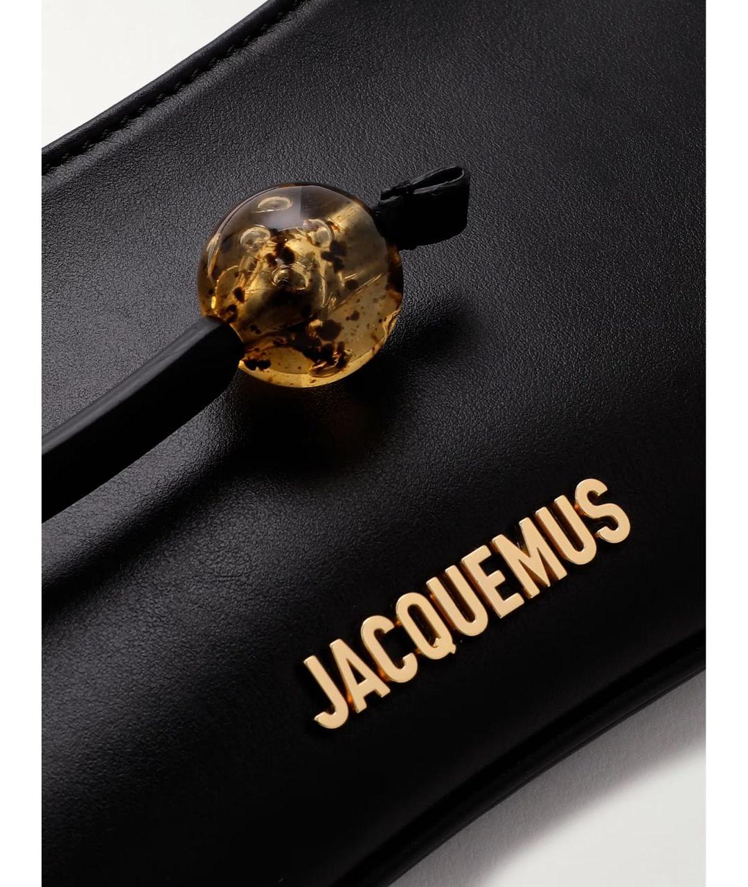 JACQUEMUS Черная кожаная сумка через плечо, фото 2