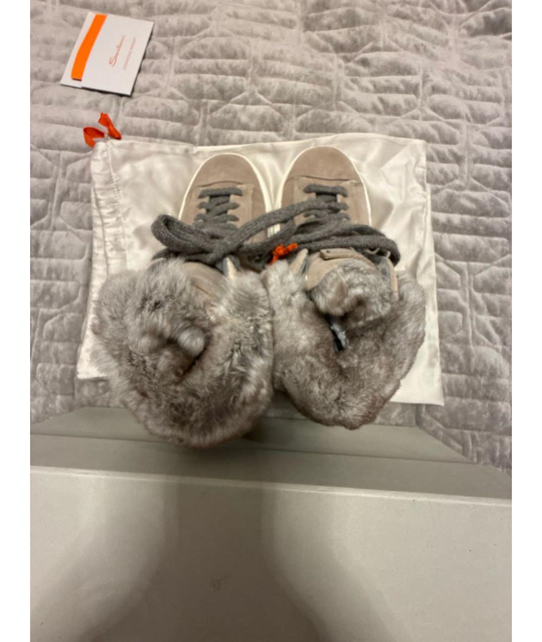 SANTONI Бежевые замшевые кеды, фото 3