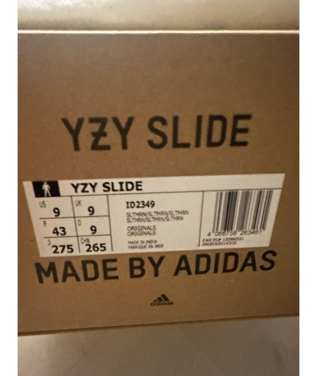 ADIDAS YEEZY Антрацитовые резиновые шлепанцы, фото 6