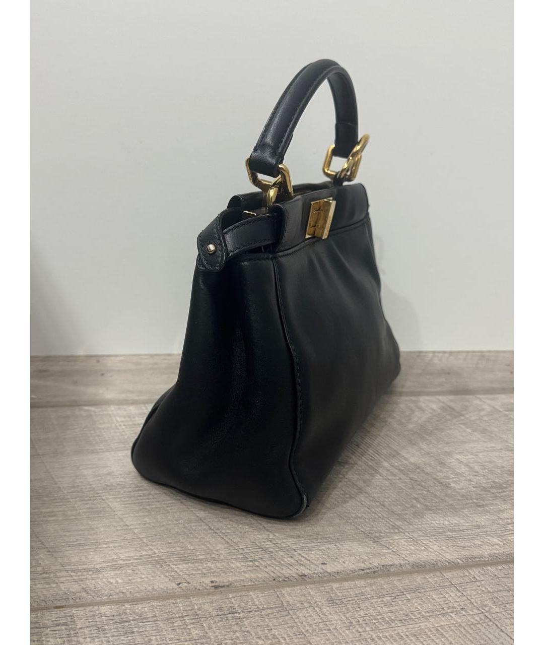 FENDI Черная кожаная сумка с короткими ручками, фото 2