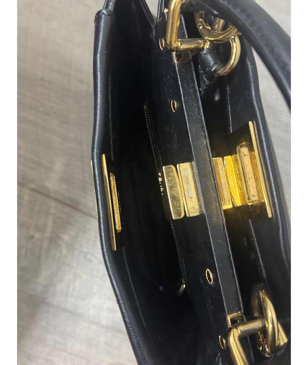 FENDI Черная кожаная сумка с короткими ручками, фото 5