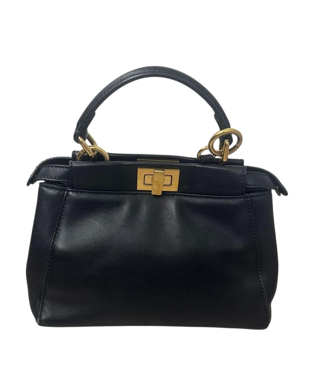 FENDI Черная кожаная сумка с короткими ручками, фото 1