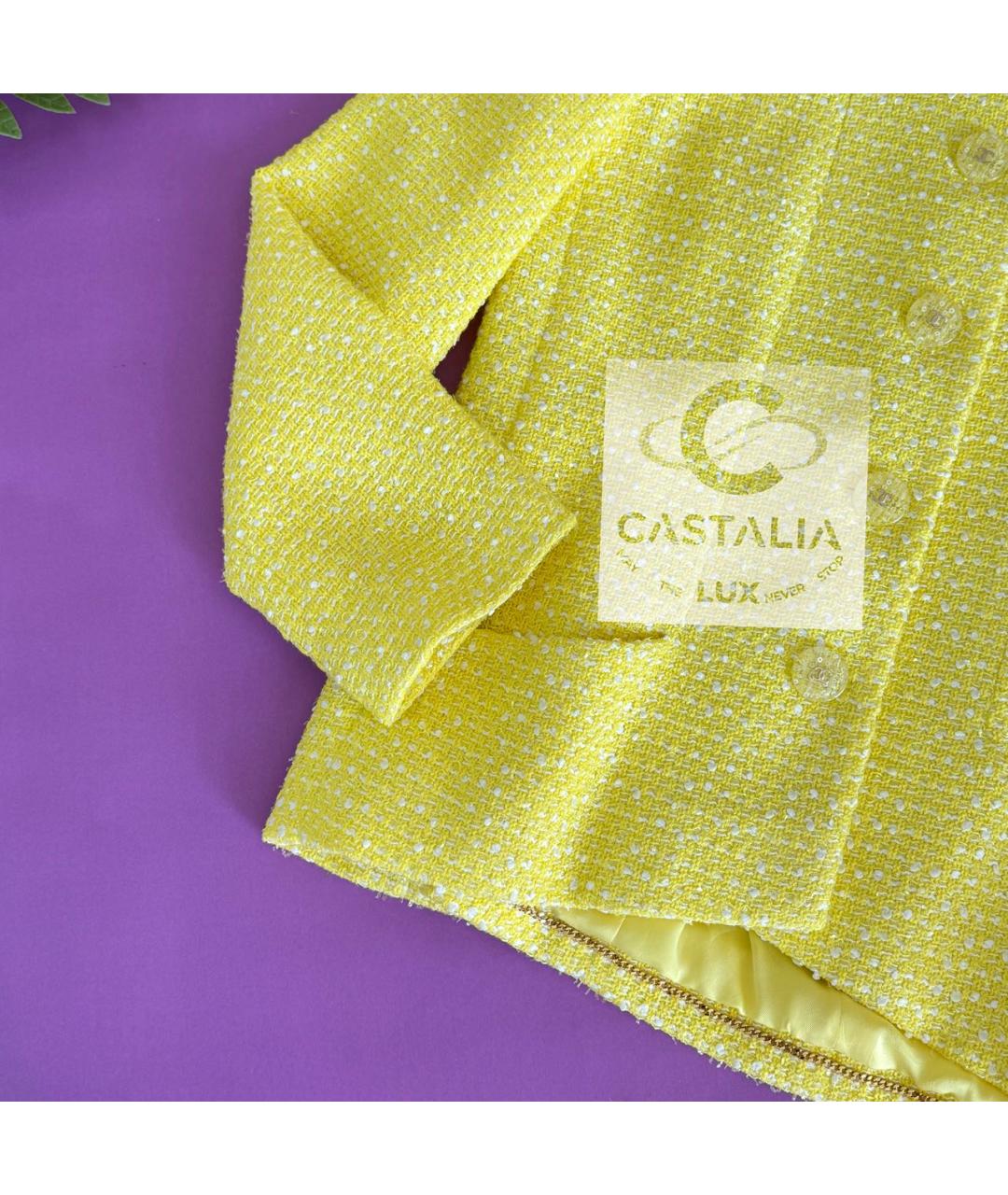 CHANEL Желтый твидовый жакет/пиджак, фото 7