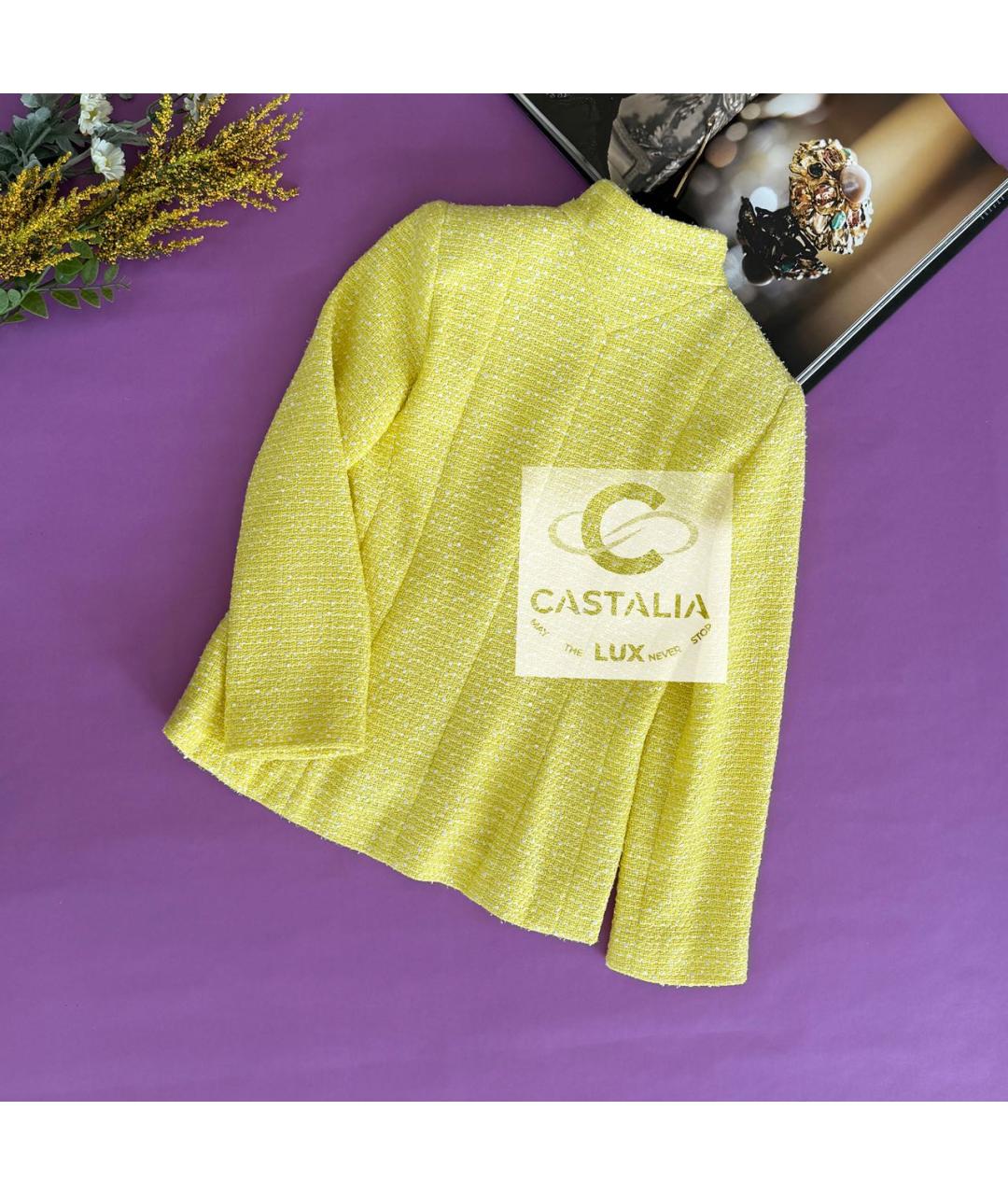 CHANEL Желтый твидовый жакет/пиджак, фото 8