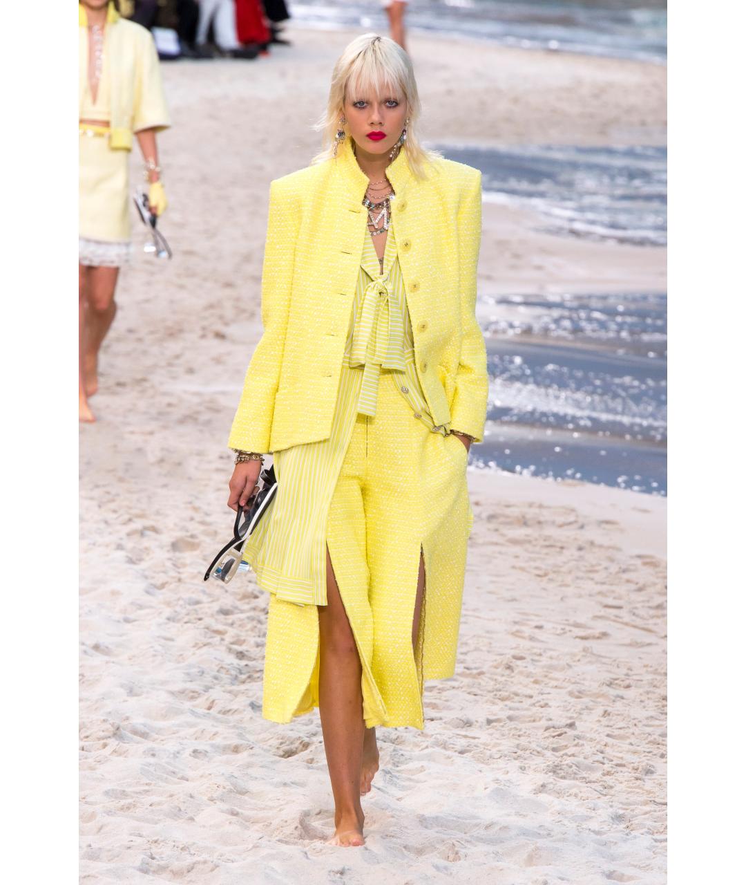 CHANEL Желтый твидовый жакет/пиджак, фото 3