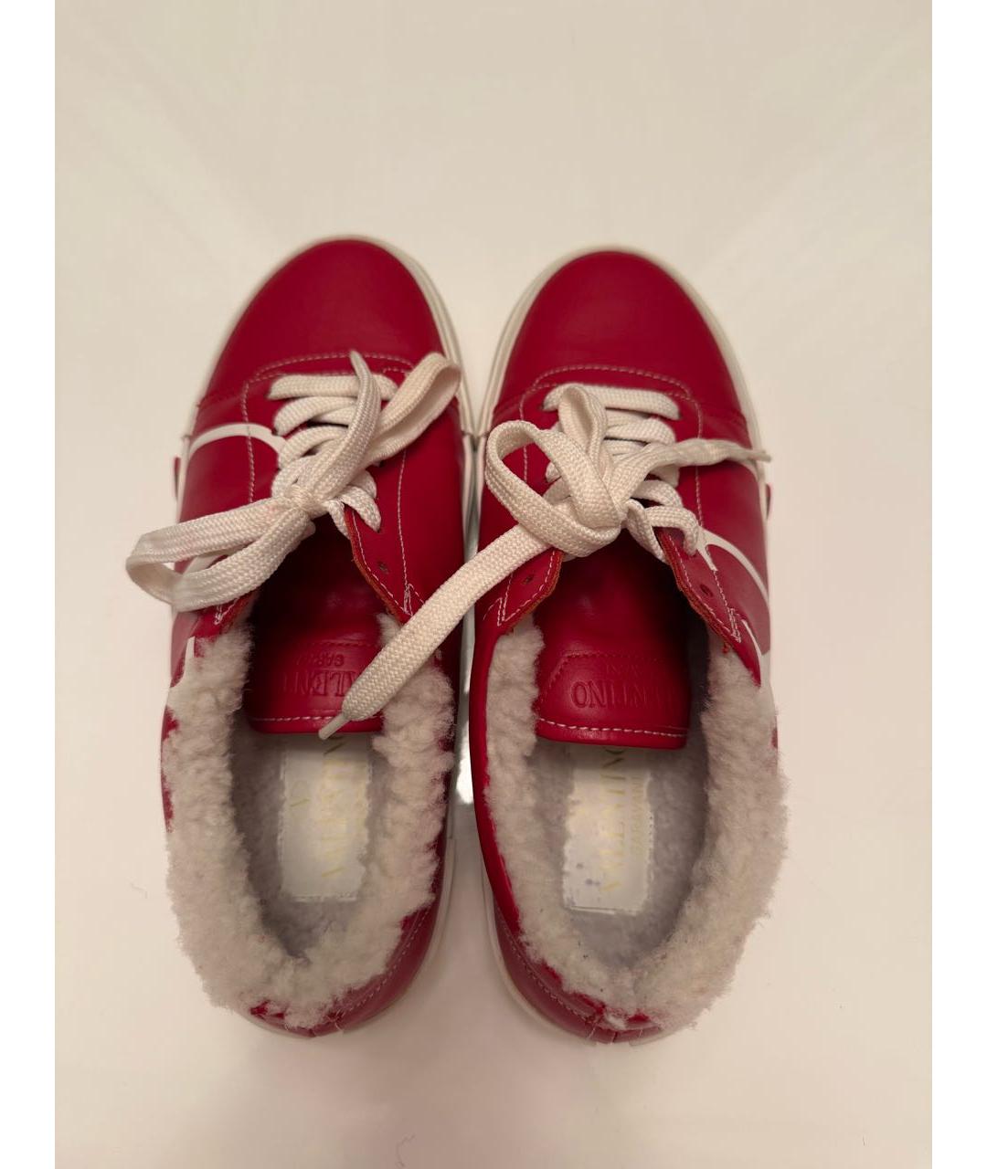 VALENTINO Красные кожаные кеды, фото 3