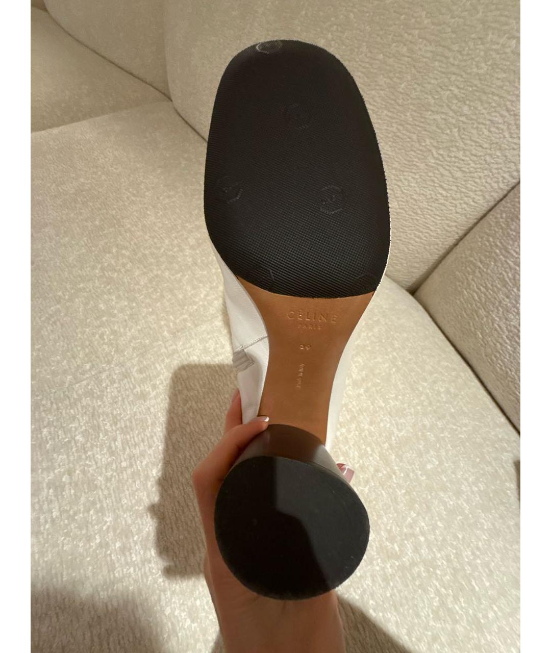 CELINE Белые кожаные ботильоны, фото 7