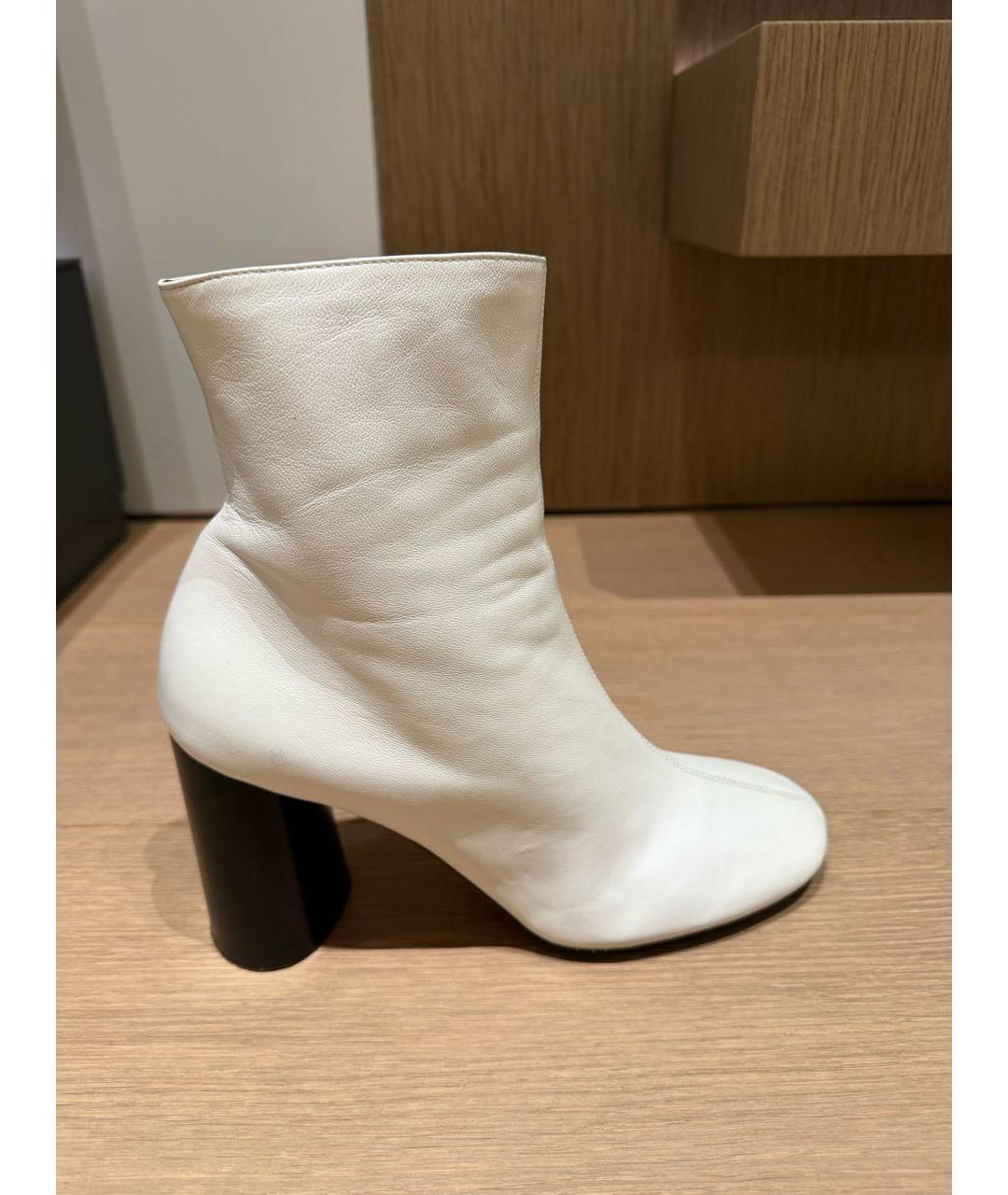 CELINE Белые кожаные ботильоны, фото 6