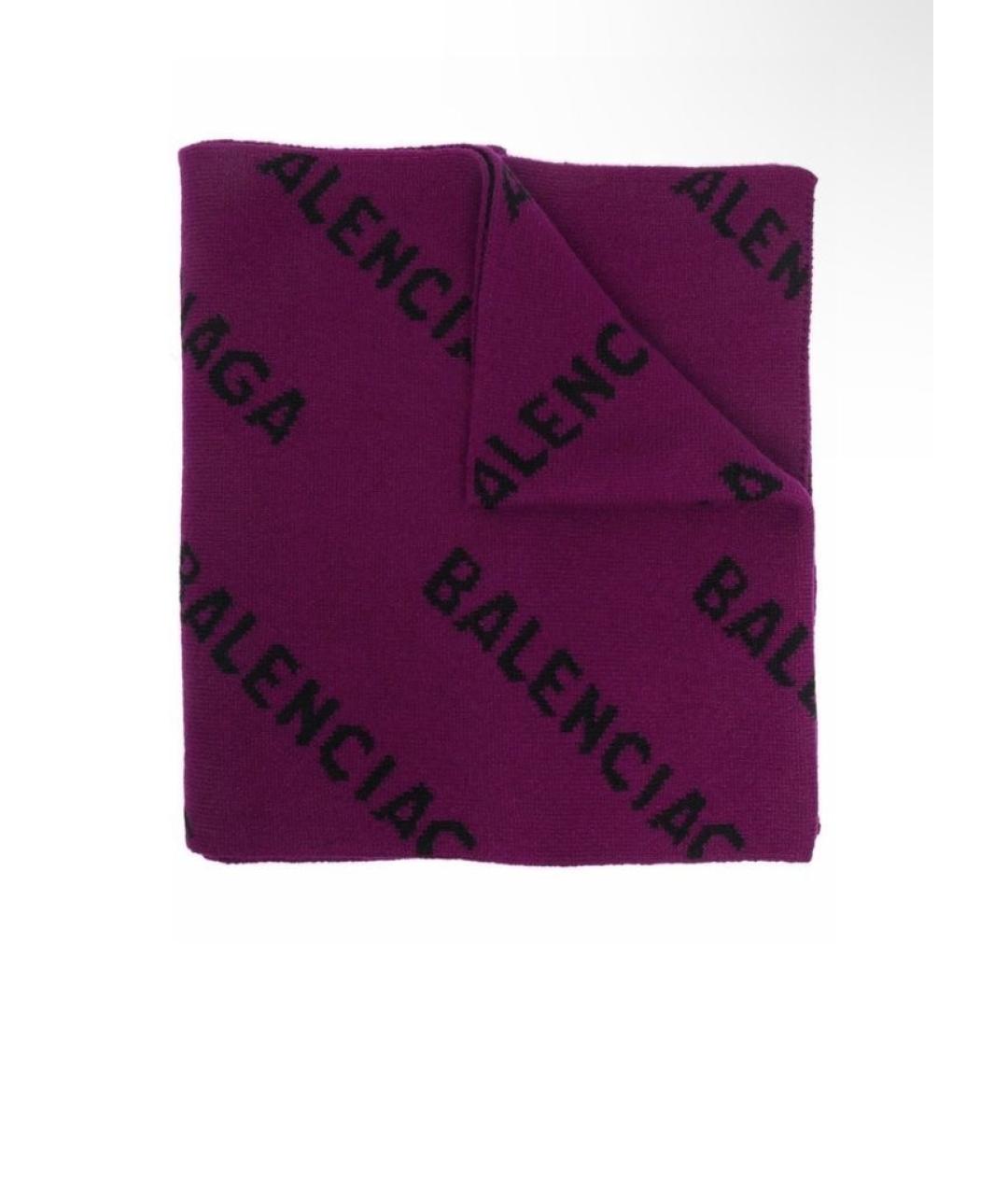 BALENCIAGA Фиолетовый шерстяной шарф, фото 6