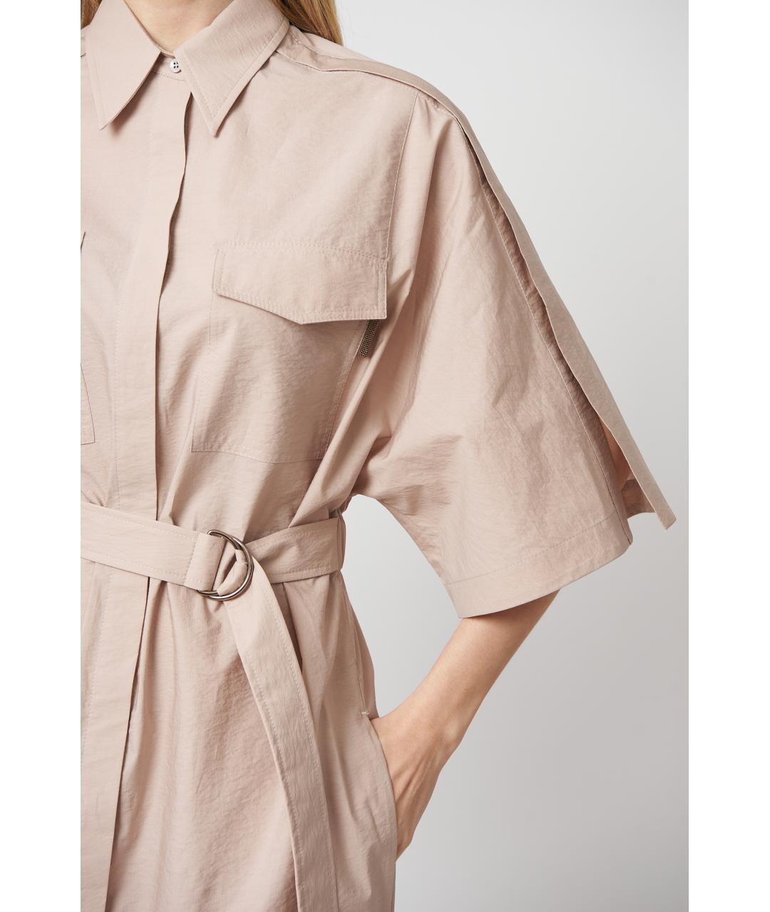 BRUNELLO CUCINELLI Розовое хлопковое повседневное платье, фото 4