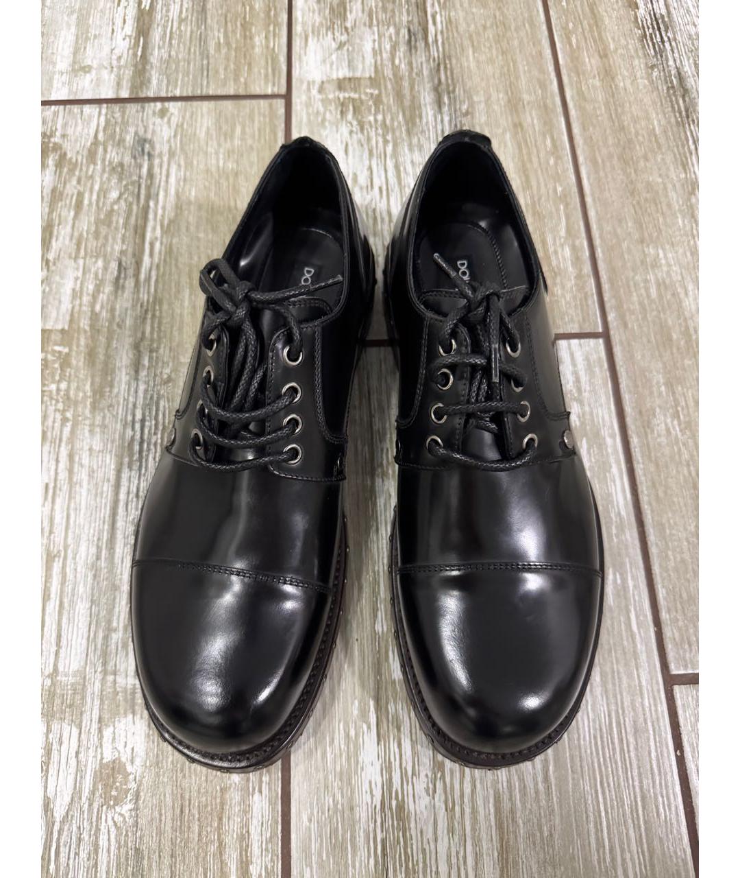 DOLCE&GABBANA Черные кожаные низкие ботинки, фото 2