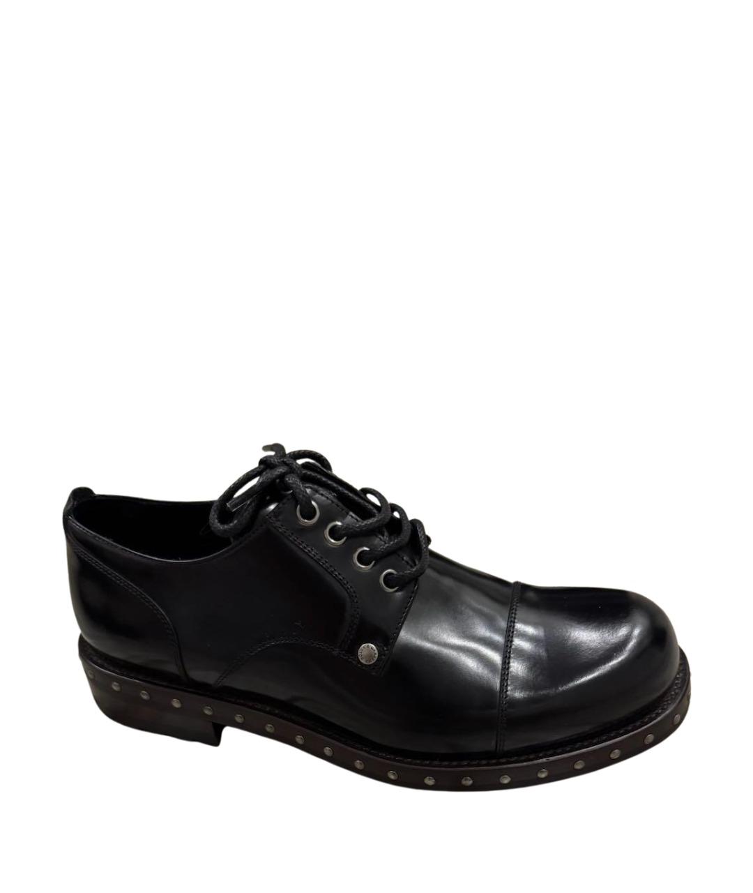 DOLCE&GABBANA Черные кожаные низкие ботинки, фото 1