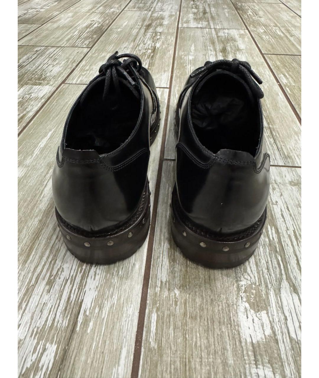 DOLCE&GABBANA Черные кожаные низкие ботинки, фото 4