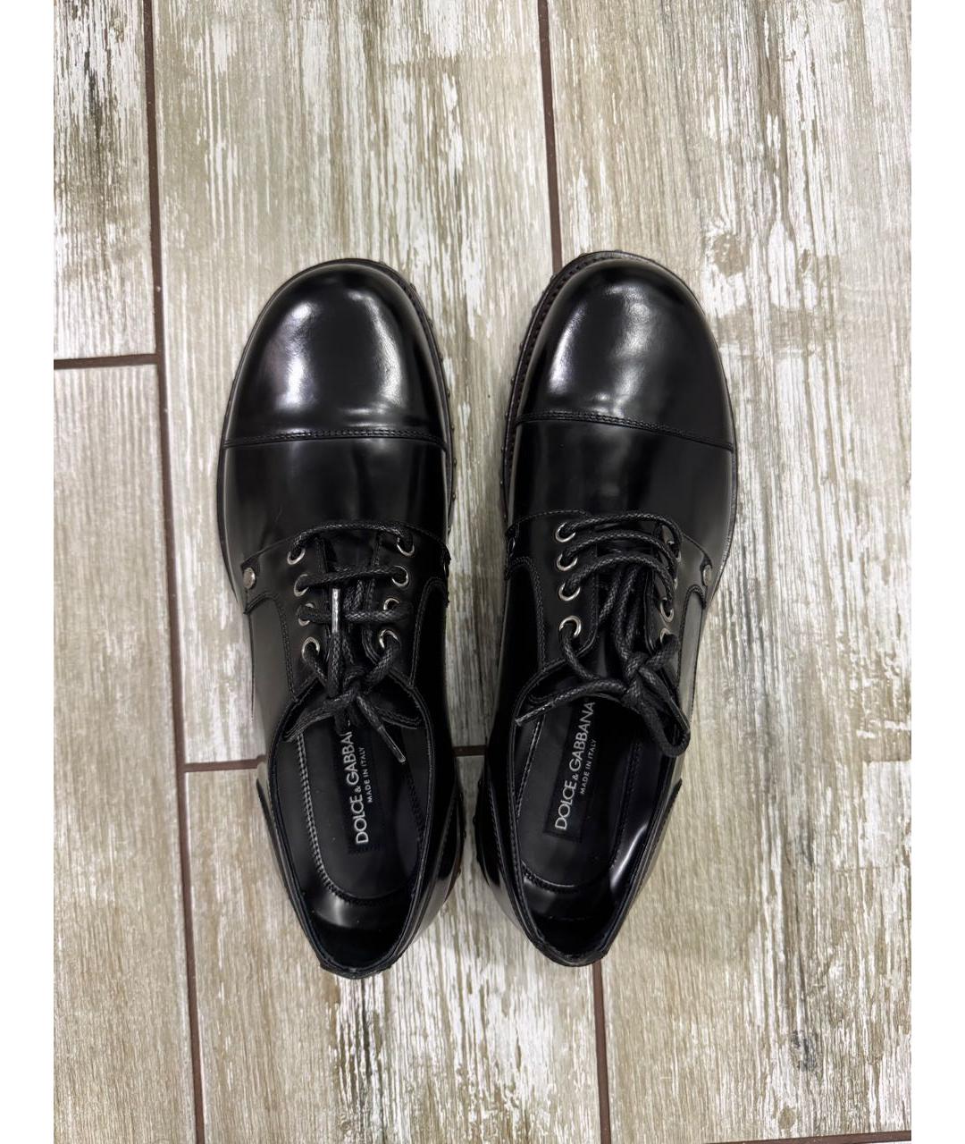 DOLCE&GABBANA Черные кожаные низкие ботинки, фото 3